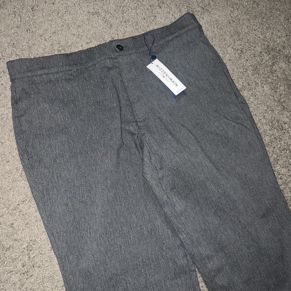 NEW Mizzen + Main Men's Performance Chino Trouser Pants Unhemmed Grey 36x36